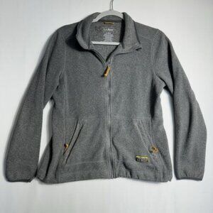 LL Bean Womens Small Full-Zip Fleece Jacket Heather Gray Sweater Poly Blend Warm